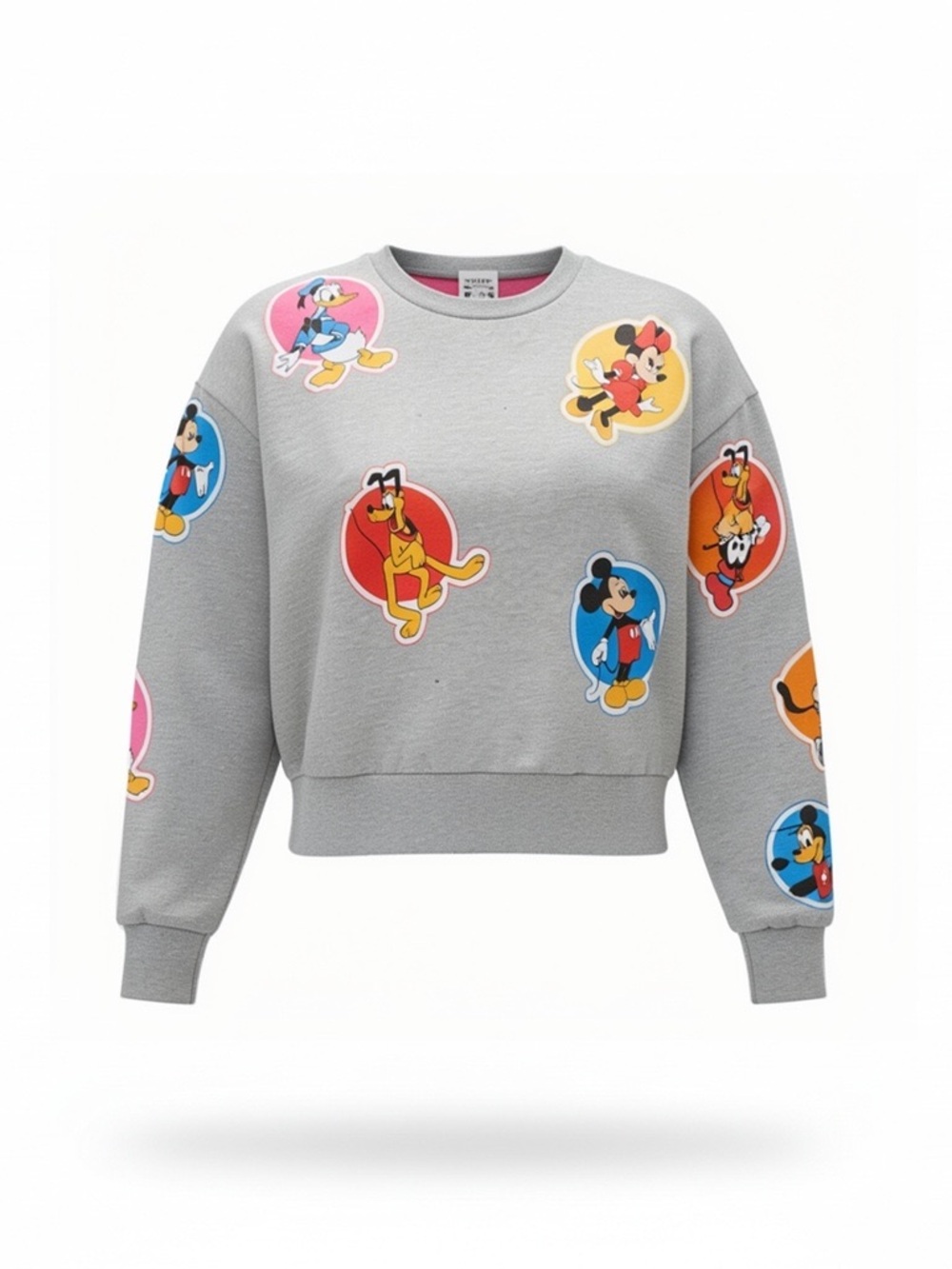 Disney Grey Crewneck Sweatshirt with Colorful Character Patches